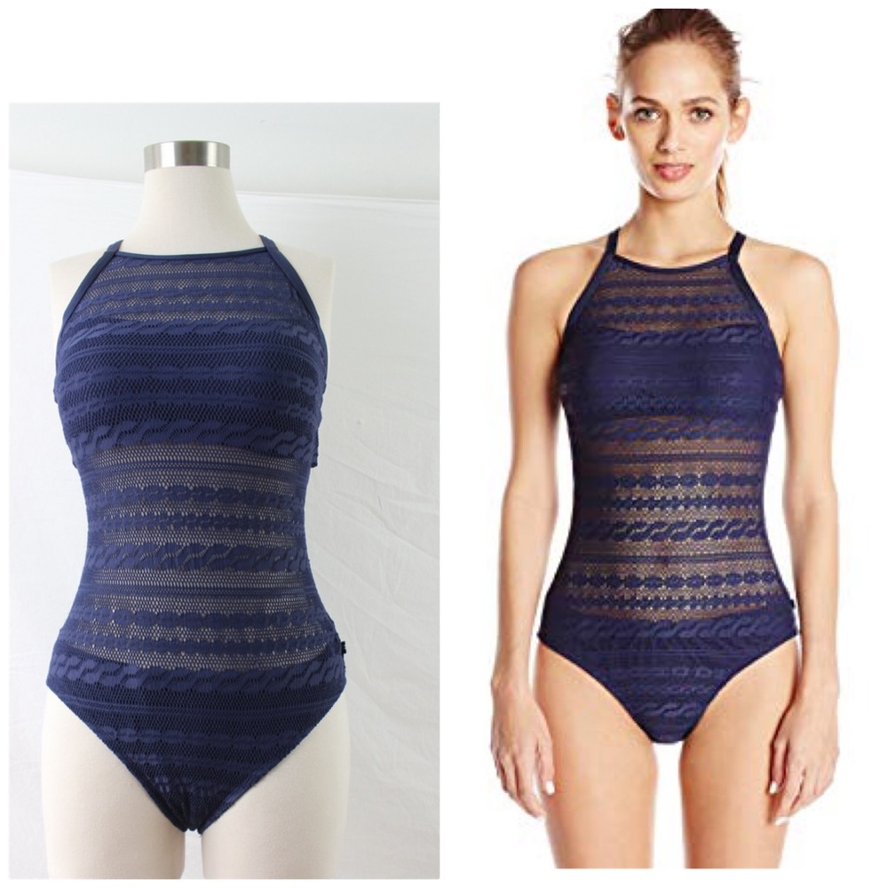 Nautica Grand Isle High-Neck One-Pc Navy Swimsuit